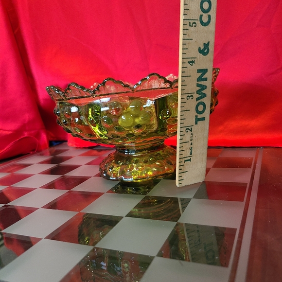 Fenton Hobnail Green Glass Candle Stick Holder Holds 6 Candles